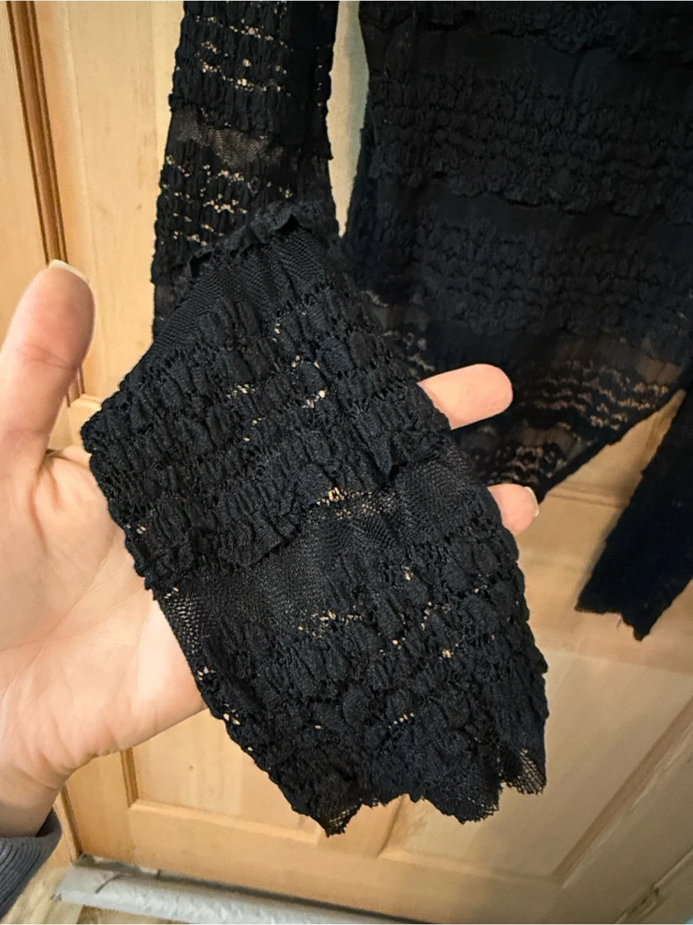 Free People x Intimately FP Angelina Lace Bodysuit in Black Large NWT